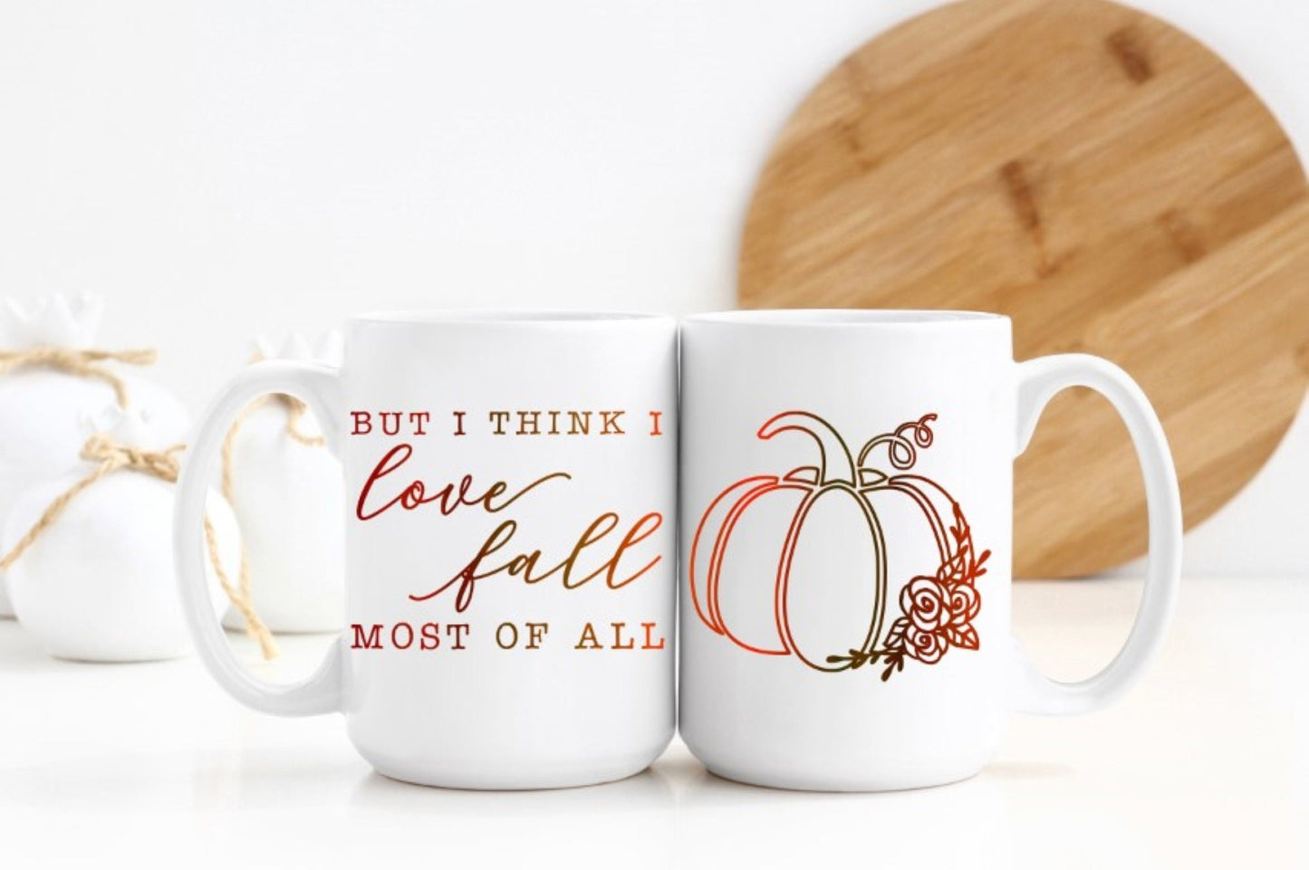 But I think I love Fall Most Double Sided Mug, Fall Double Sided Coffee/Tea Mug, Autumn, 15oz Sublimation Mug
