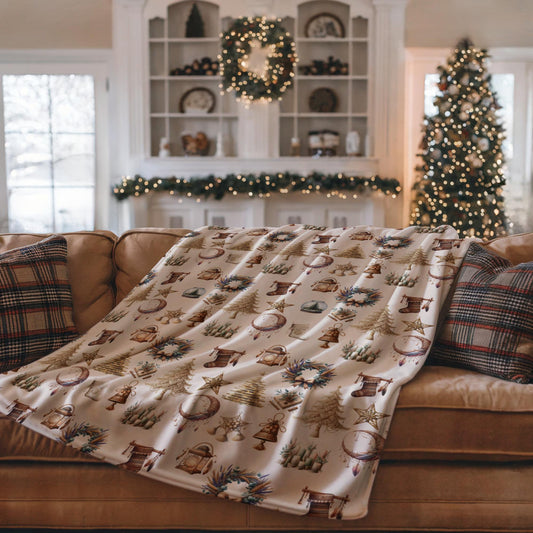 Boho Christmas Seamless Patterns, Holiday Digital Paper (16 Designs)