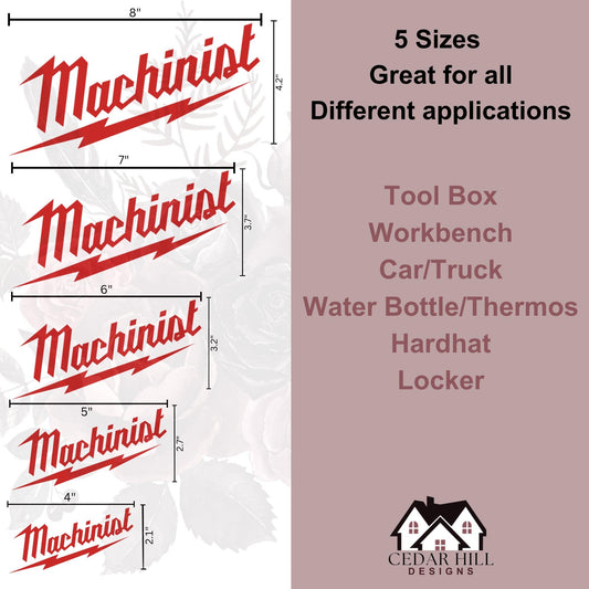 Machinist Vinyl Decal: Milwaukee Tool Font, Toolbox Sticker