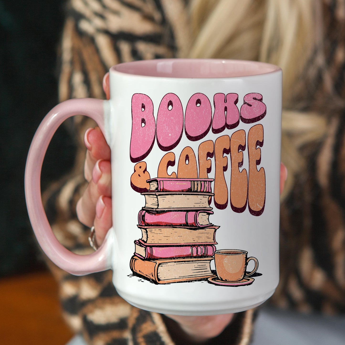 Books and Coffee Retro Style Mug