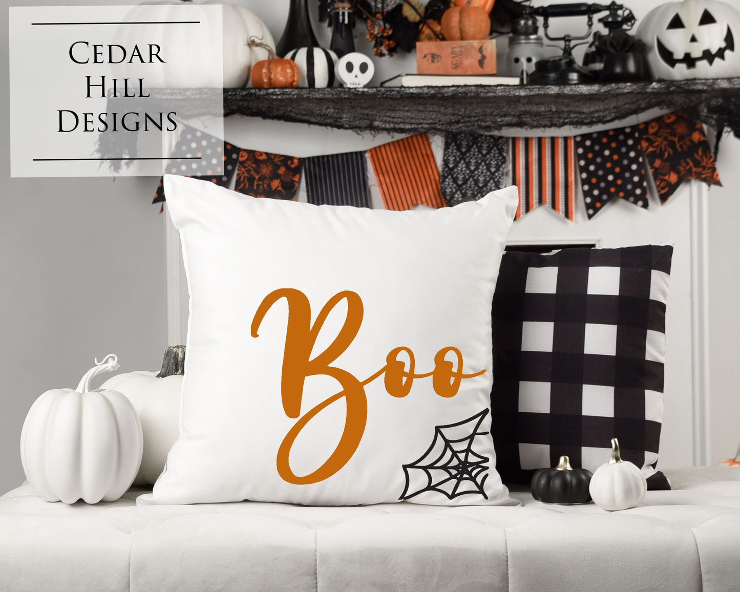 Boo! Simple Halloween Throw Pillow Cover | Classic Farmhouse Halloween Decor | Spooky Throw Pillow Cover
