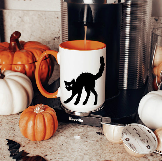 Black Cat Minimalist Halloween Mug