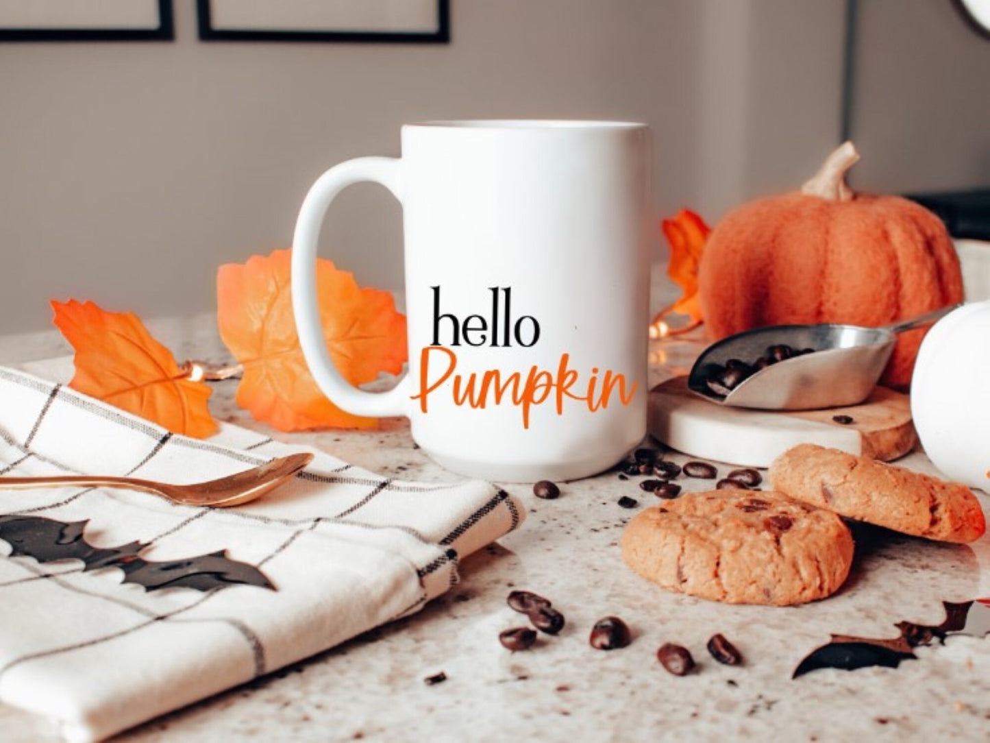 Hello Pumpkin Mug, Fall Coffee/Tea Mug, 15 oz Sublimation Mug, Autumn mug