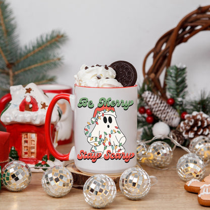 Be Merry Stay Scary Ghost Christmas Coffee Mug