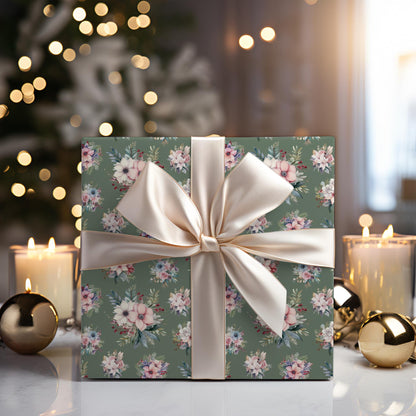 Boho Christmas Floral Patterns, Seamless Holiday Digital Paper (Digital Download)