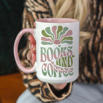 Retro Books and Coffee Mug: Inspirational Novelty Mug