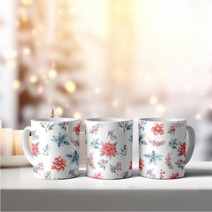 Boho Christmas Floral Patterns, Seamless Holiday Digital Paper (Digital Download)