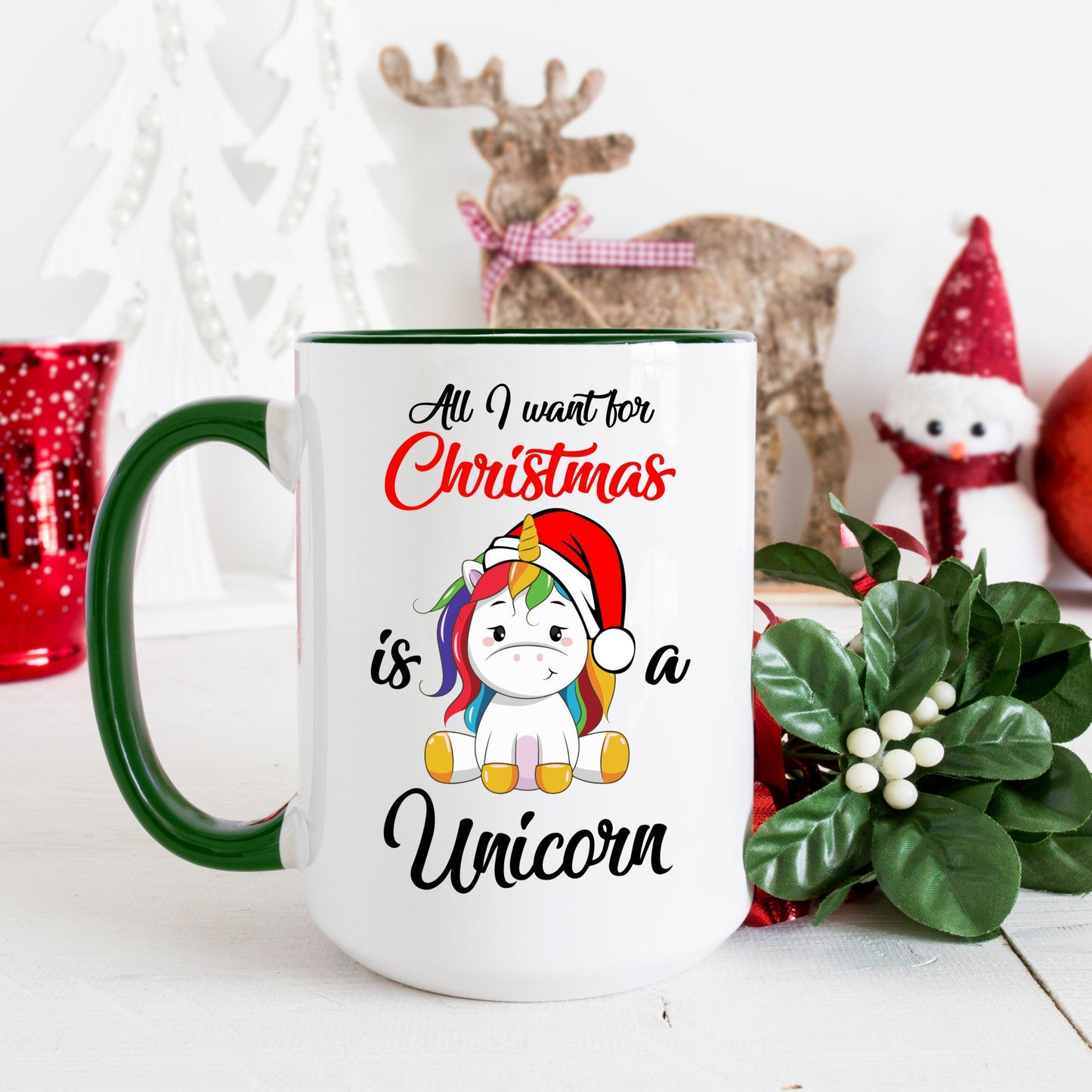 All I want for Christmas Is a Unicorn Christmas Coffee Mug | Festive Holiday Mug | Christmas Gift | Cute Christmas Mug | Unicorn Mug
