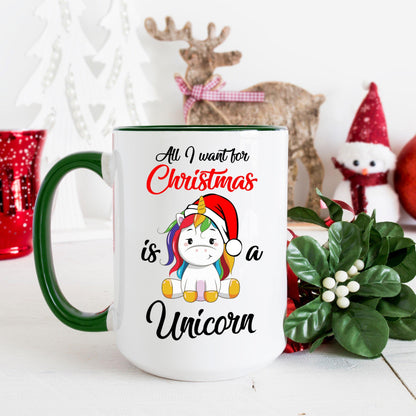 All I want for Christmas Is a Unicorn Christmas Coffee Mug | Festive Holiday Mug | Christmas Gift | Cute Christmas Mug | Unicorn Mug