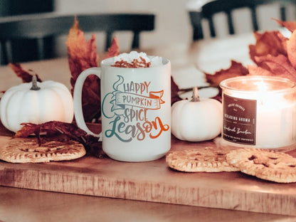 Happy Pumpkin Spice Season Mug, Fall Coffee/Tea Mug, Autumn Mug, 15oz Sublimation Mug