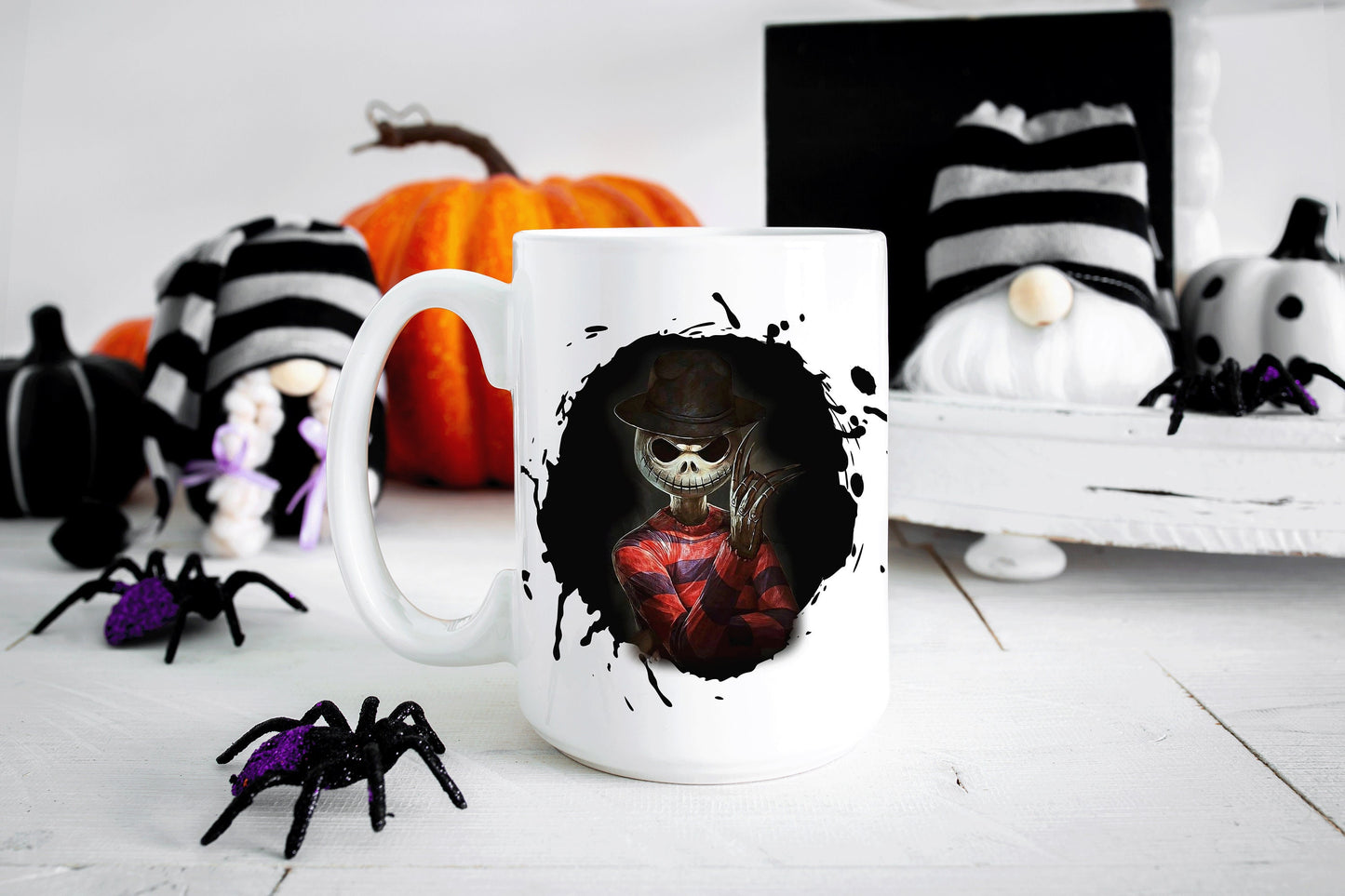 Jack Skellington Freddy Kruger Halloween Mug | 15oz Halloween Mug | Nightmare Before Christmas Mug | Halloween Gift