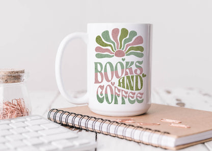 Books and Coffee Retro Style Mug