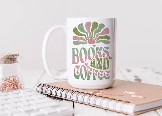 Books and Coffee Retro Style Mug