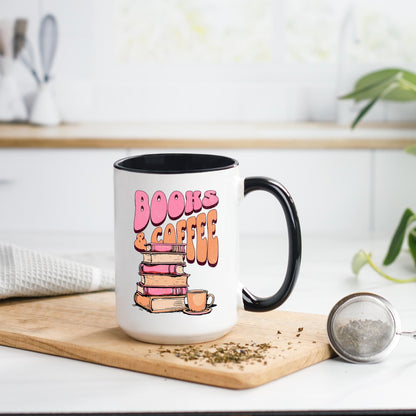Books and Coffee Retro Style Mug