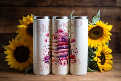 All Booked for Valentine's Day PNG, Romantic Books Stack with Roses Printable, Book Lover Gift, 300 DPI, Sublimation Design