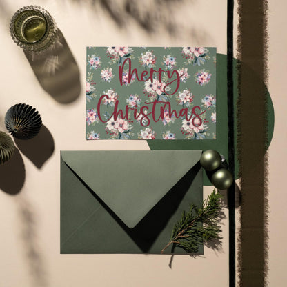 Boho Christmas Floral Patterns, Seamless Holiday Digital Paper (Digital Download)