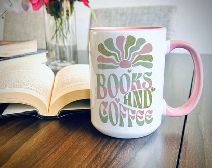 Retro Books and Coffee Mug: Inspirational Novelty Mug