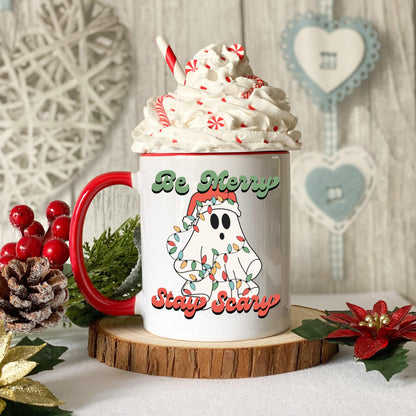 Be Merry Stay Scary Ghost Christmas Coffee Mug
