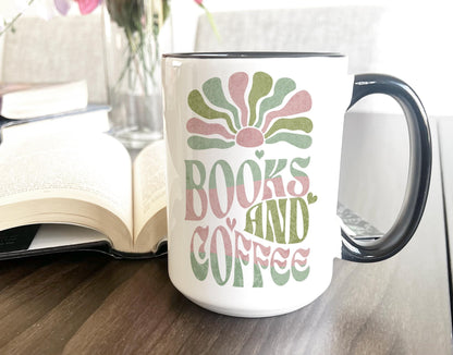 Books and Coffee Retro Style Mug