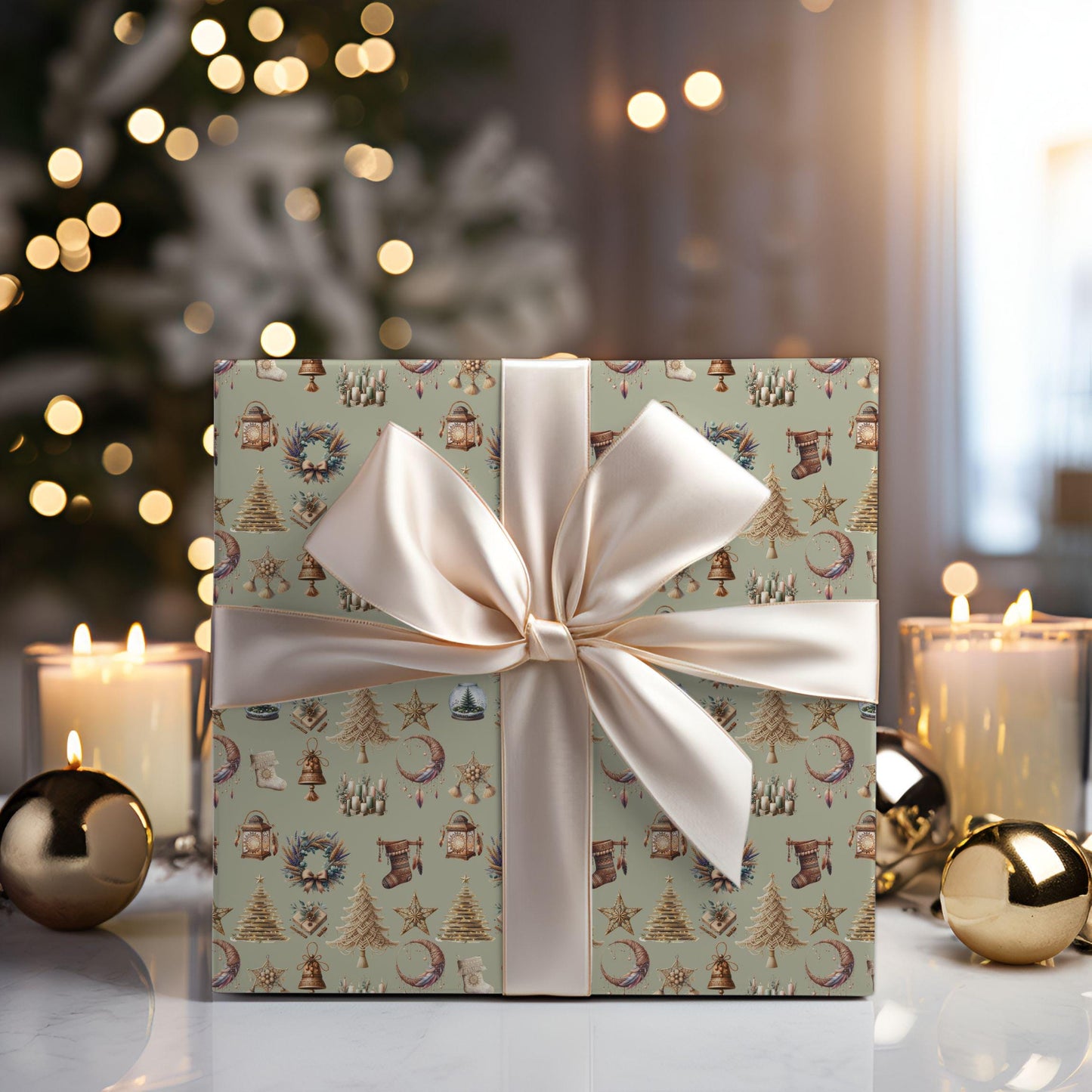 Boho Christmas Seamless Patterns, Holiday Digital Paper (16 Designs)