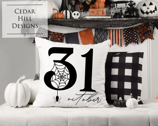 October 31 Halloween Pillow Cover | Simple Halloween Decor | Spooky Pillow Case | 18x18 Halloween Pillow Cover