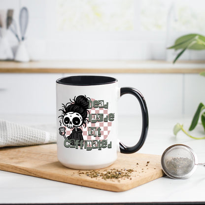 Dead Inside But Caffeinated Mug, Funny Skeleton Coffee Mug, Goth Skull Mug, Humorous Coffee Cup, Quirky Halloween Gift, Unique Mug Gift