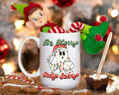 Be Merry Stay Scary Ghost Christmas Coffee Mug