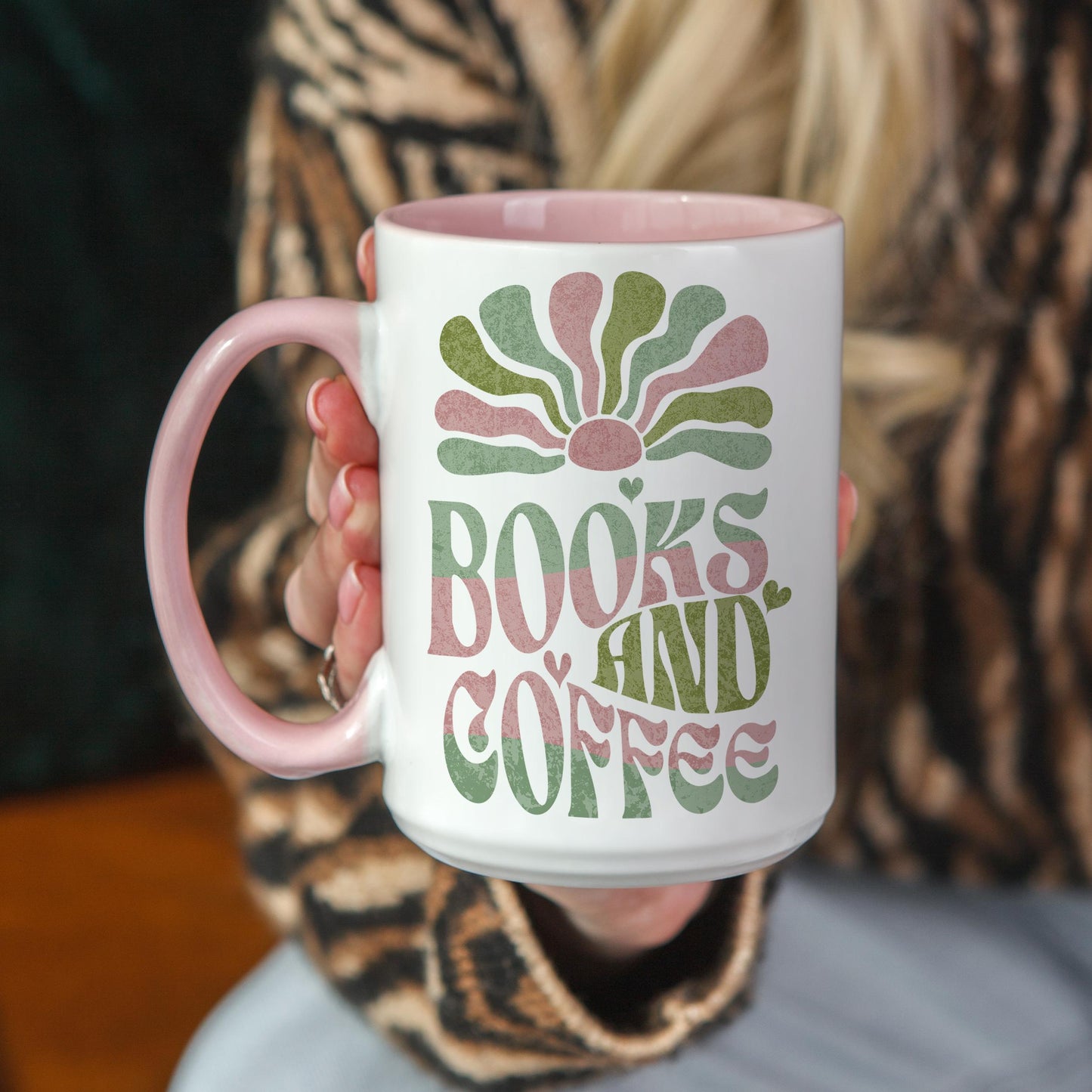 Books and Coffee Retro Style Mug