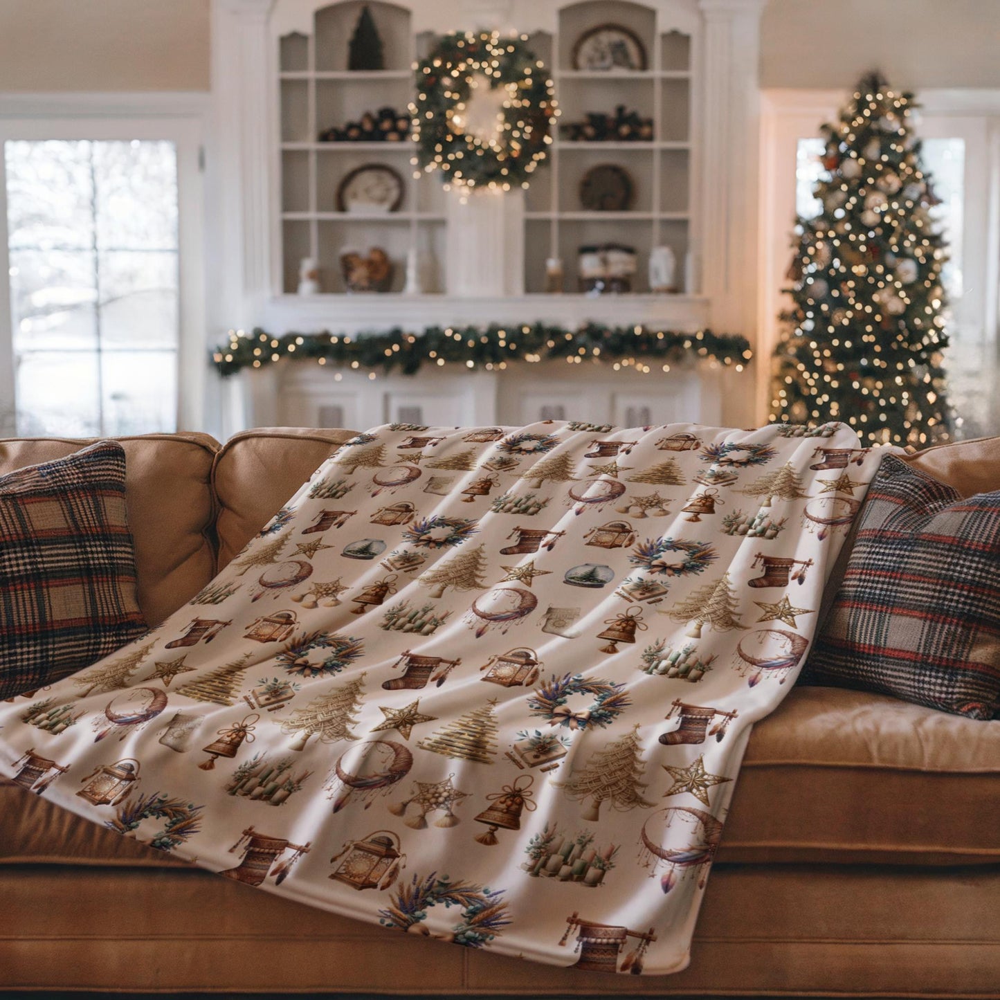 Boho Christmas Seamless Patterns, Holiday Digital Paper (16 Designs)