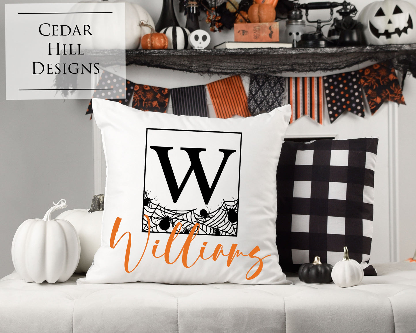 Personalized Monogram Halloween Pillow Cover | Spooky Halloween Decor | Halloween Pillow Case | Personalized Gift