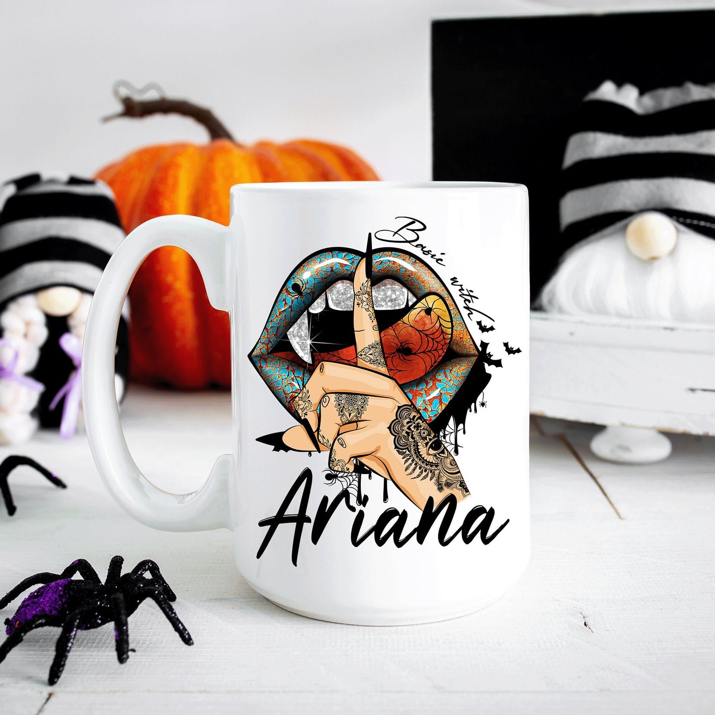 Basic Witch Vampire Lips 15oz Coffee Mug | Halloween Coffee Mug | Personalized Halloween Mug | Tea Mug