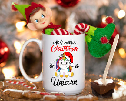All I want for Christmas Is a Unicorn Christmas Coffee Mug | Festive Holiday Mug | Christmas Gift | Cute Christmas Mug | Unicorn Mug