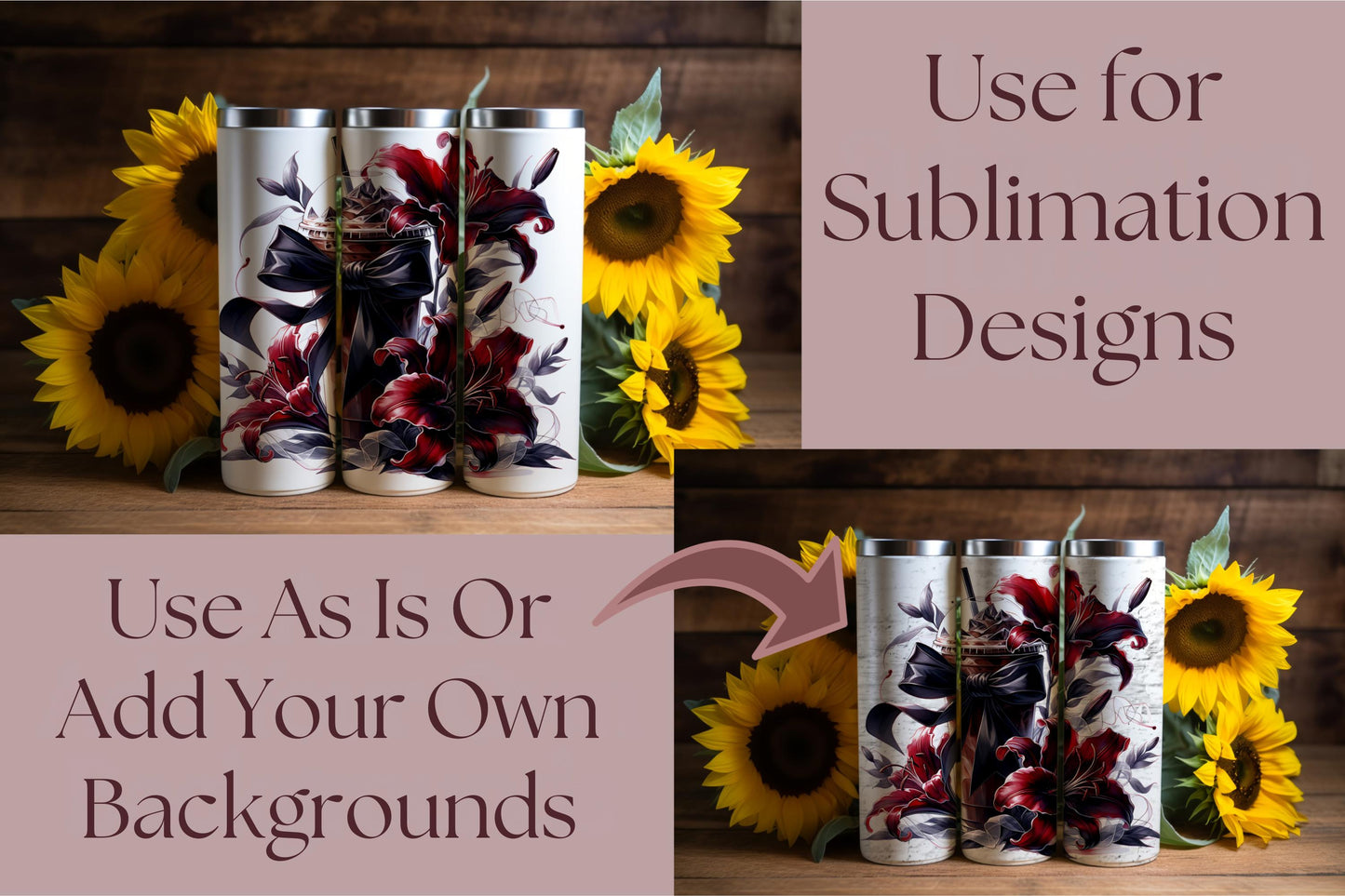 Gothic Coquette Coffee Clipart, PNG, Bow Design (Digital Download)