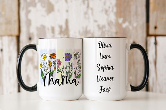 Mama Personalized Birth Flower Mug