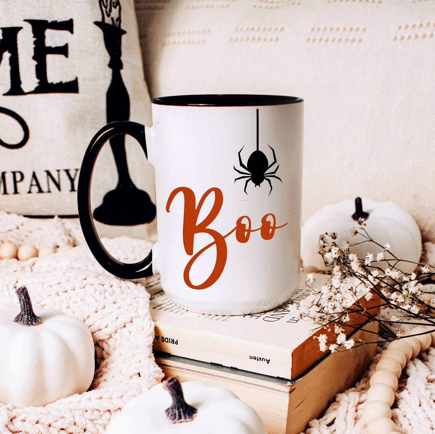Boo Halloween Coffee Mug | Classic Design | Creepy Spider Mug | Tea Mug