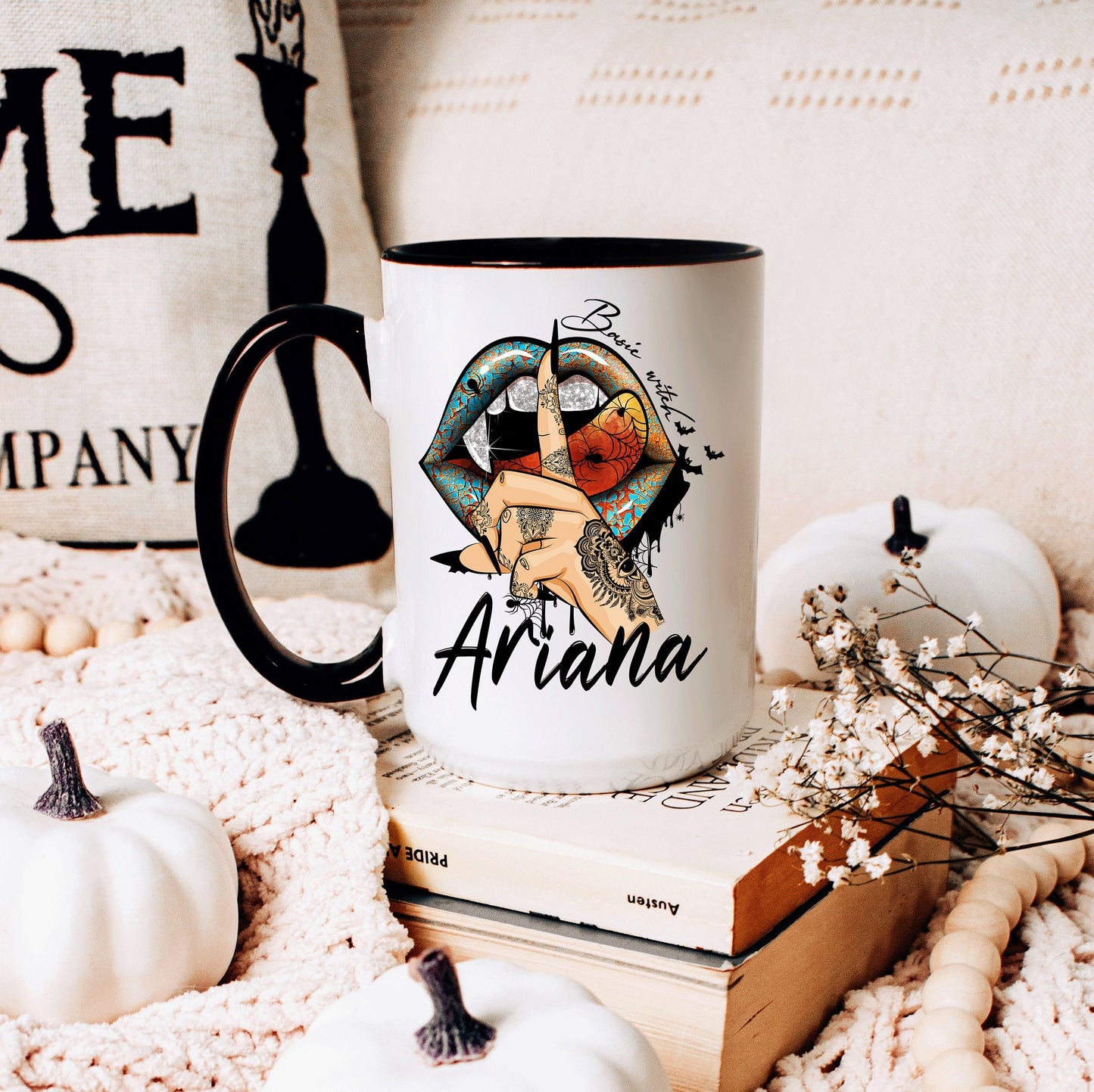 Basic Witch Vampire Lips 15oz Coffee Mug | Halloween Coffee Mug | Personalized Halloween Mug | Tea Mug