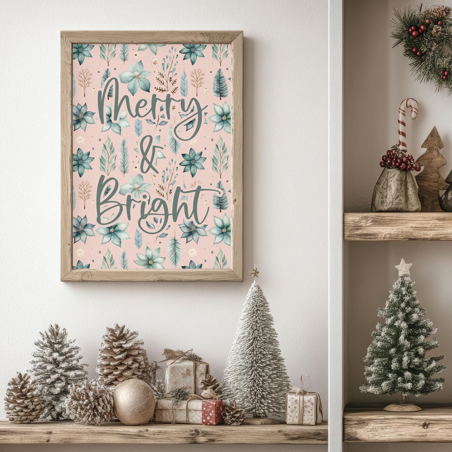 Boho Christmas Floral Patterns, Seamless Holiday Digital Paper (Digital Download)