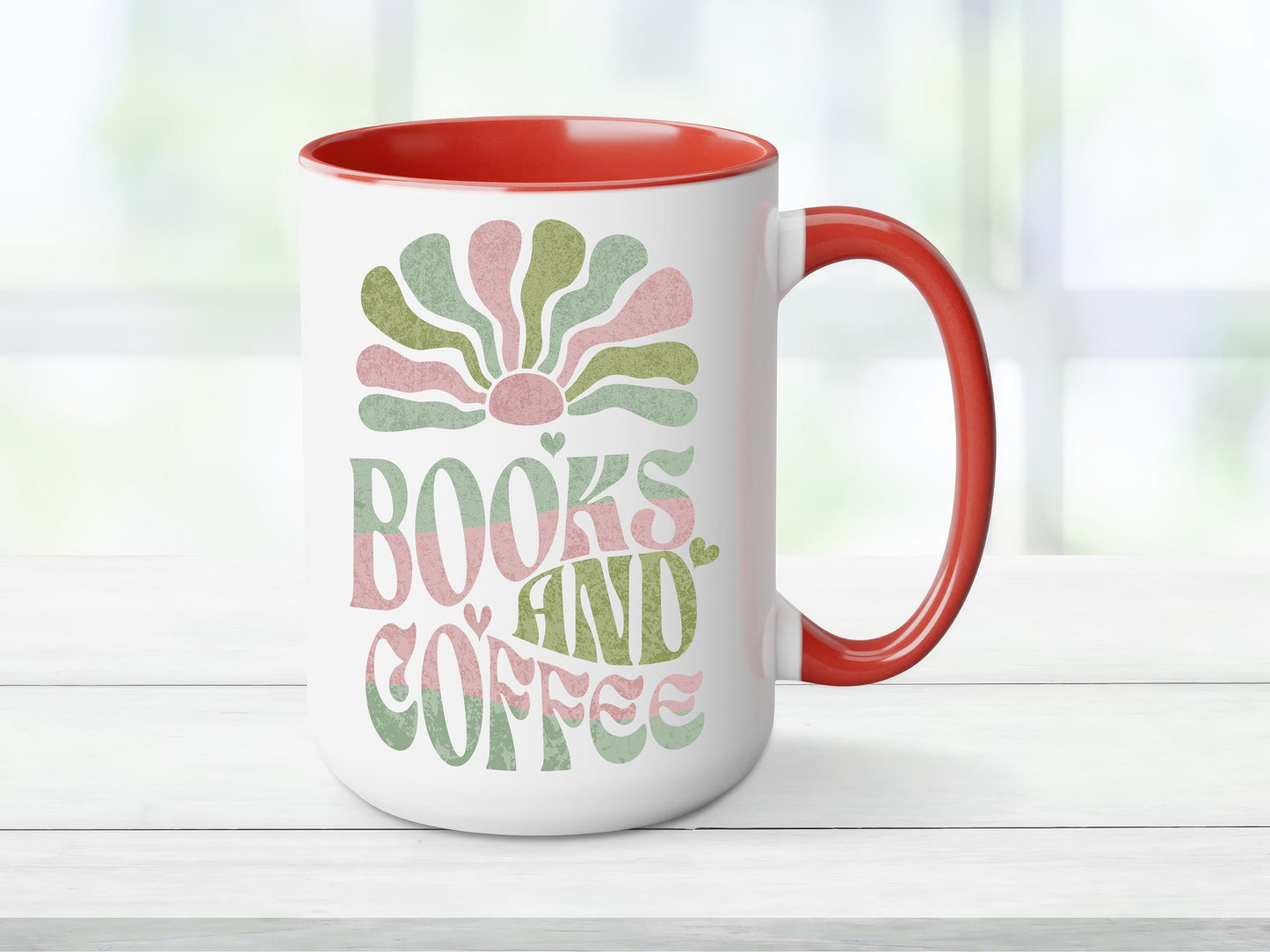 Retro Books and Coffee Mug: Inspirational Novelty Mug