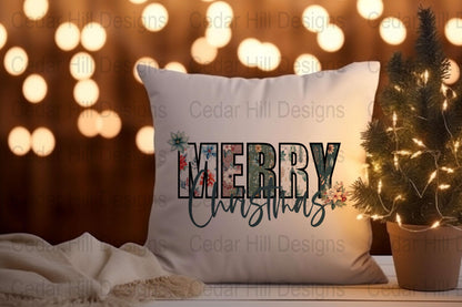 Boho Merry Christmas PNG | Christmas Clipart for Crafting | Digital Download | Christmas Sublimation | Patterned Clipart | Holiday PNG