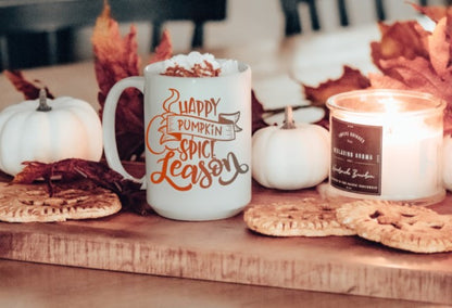 Happy Pumpkin Spice Season Mug, Fall Coffee/Tea Mug, Autumn Mug, 15oz Sublimation Mug