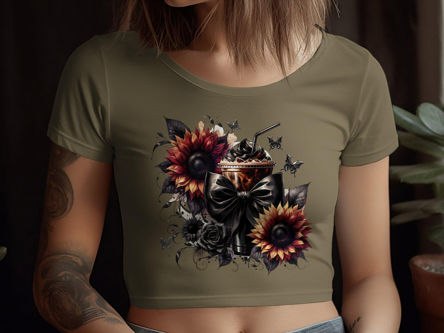 Gothic Coquette Coffee Clipart, PNG, Bow Design (Digital Download)