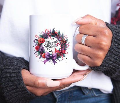 Be Merry Stay Scary Christmas Coffee Mug | Festive Holiday Mug | Christmas Gift | Goth Christmas | Spooky Christmas Mug | Creepmas Mug