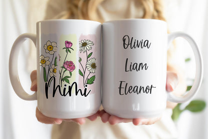Personalized Birth Flower Mug: Custom Mama Gift, Brushstroke Design