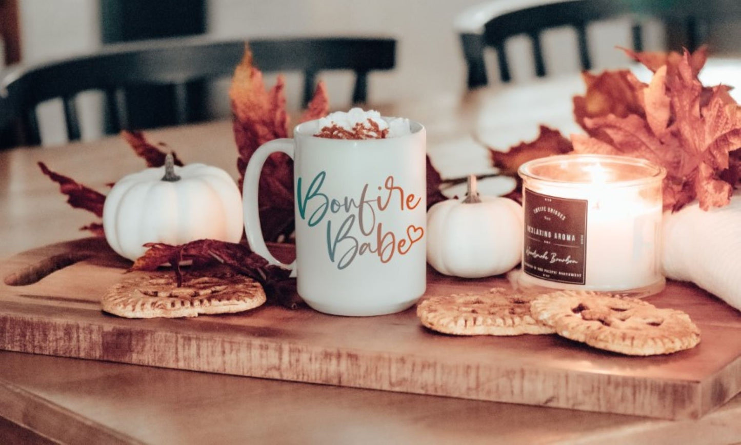 Bonfire Babe Coffee Mug: Trendy Fall Ceramic Mug