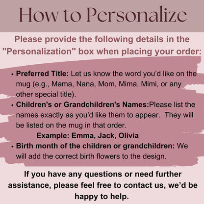 Personalized Birth Flower Mug: Custom Mama Gift, Brushstroke Design