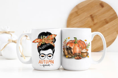 Autumn Queen Messy Bun Coffee Mug - Fall Drinkware