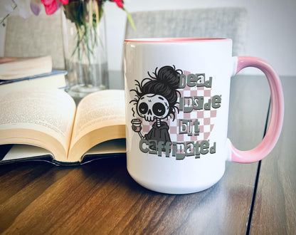 Dead Inside But Caffeinated Mug, Funny Skeleton Coffee Mug, Goth Skull Mug, Humorous Coffee Cup, Quirky Halloween Gift, Unique Mug Gift