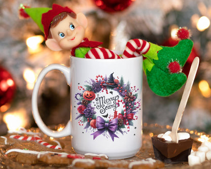 Be Merry Stay Scary Christmas Coffee Mug | Festive Holiday Mug | Christmas Gift | Goth Christmas | Spooky Christmas Mug | Creepmas Mug