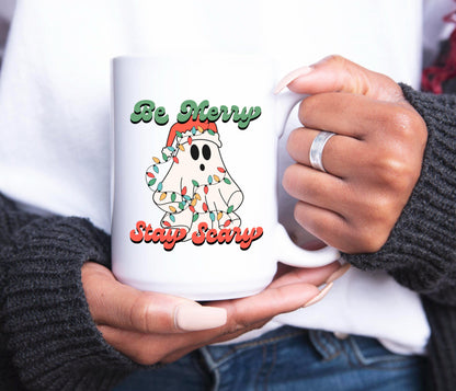 Be Merry Stay Scary Ghost Christmas Coffee Mug