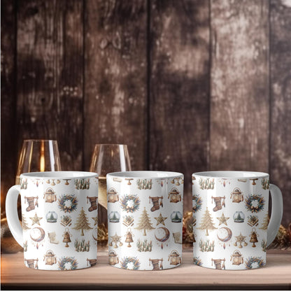 Boho Christmas Seamless Patterns, Holiday Digital Paper (16 Designs)